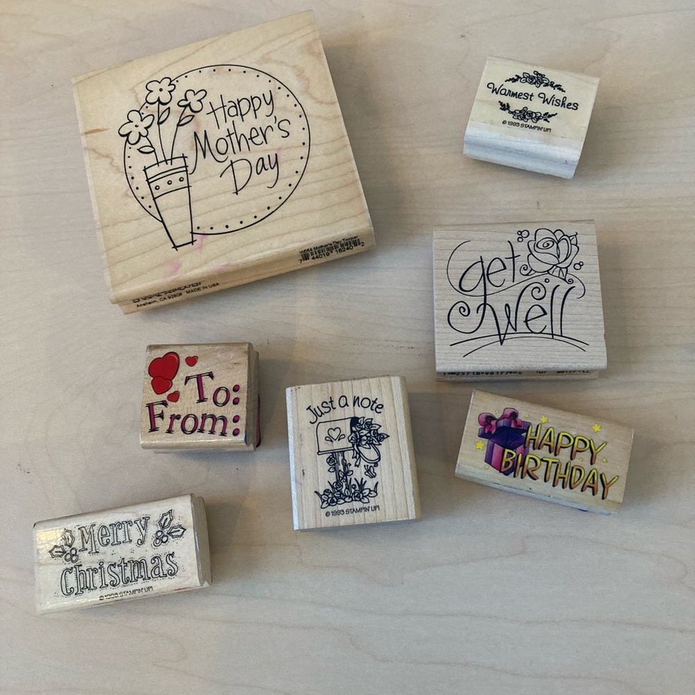 7 Assorted Rubber Stamps Stampin Up Holiday Theme/ Cards